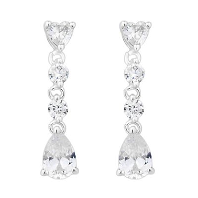 Heart and pearcut crystal drop earring